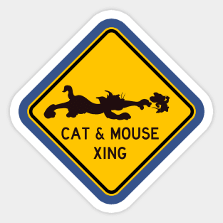 Cat and Mouse Crossing Sticker